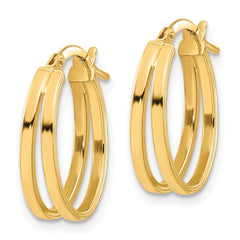 14K Yellow Gold Polished Double Hoops