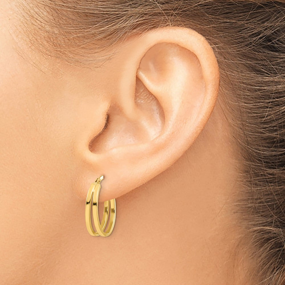 14K Yellow Gold Polished Double Hoops