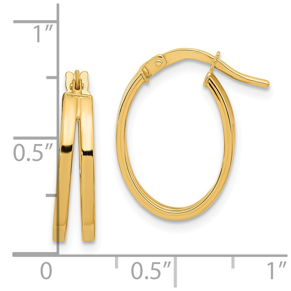 14K Yellow Gold Polished Double Hoops