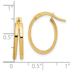 14K Yellow Gold Polished Double Hoops