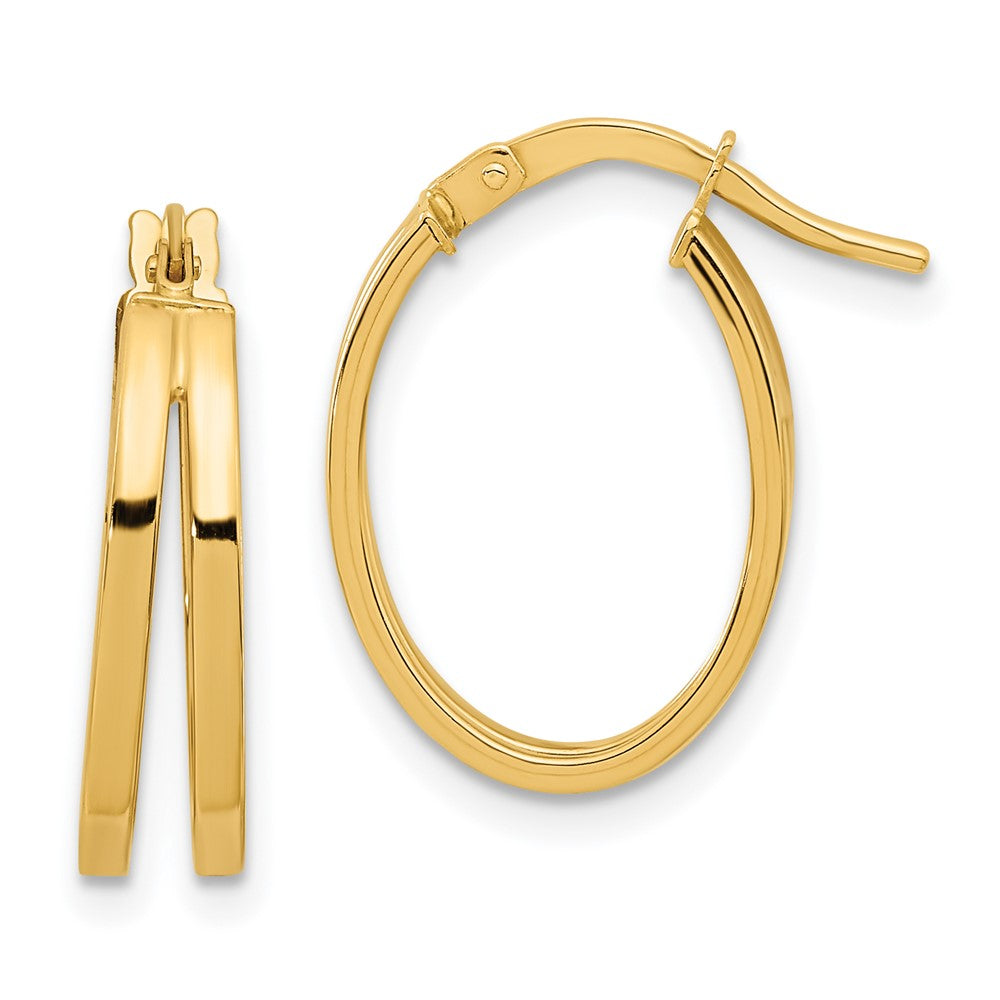 14K Yellow Gold Polished Double Hoops