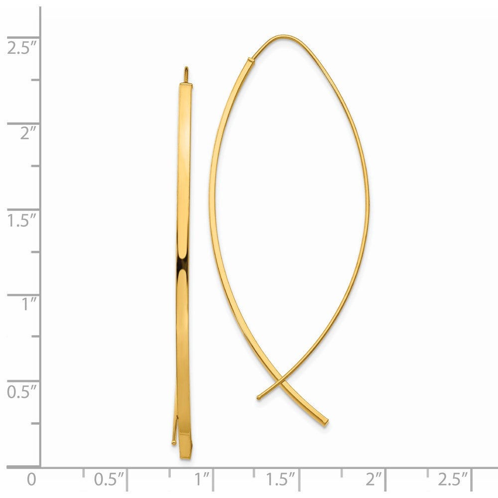 14K Yellow Gold 1.75mm Square Tube Wire Threader Earrings