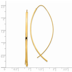 14K Yellow Gold 1.75mm Square Tube Wire Threader Earrings