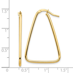 14K Yellow Gold 1.5mm Polished Triangle Dangle Hoop Earrings