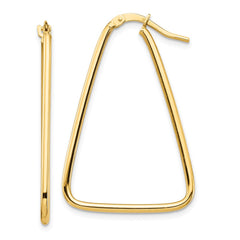 14K Yellow Gold 1.5mm Polished Triangle Dangle Hoop Earrings