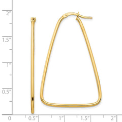 14K Yellow Gold 1.5mm Polished Large Triangle Dangle Hoop Earrings