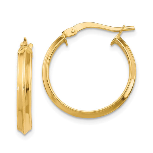 14K Yellow Gold Polished Medium 3mm Hoop Earrings
