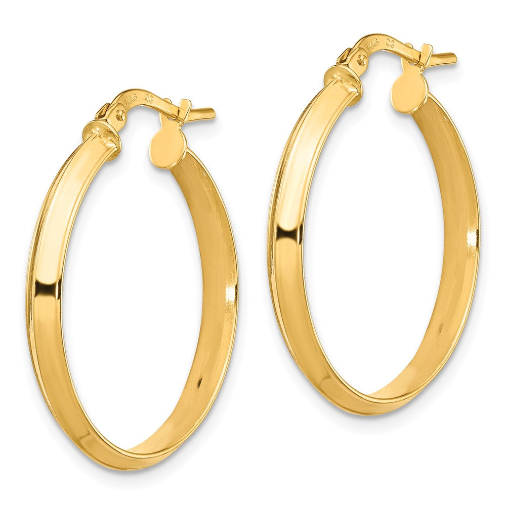 14K Yellow Gold Polished Large 3mm Hoop Earrings