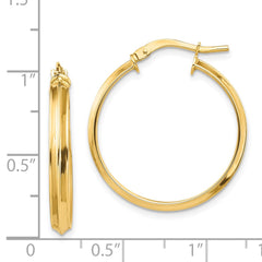 14K Yellow Gold Polished Large 3mm Hoop Earrings