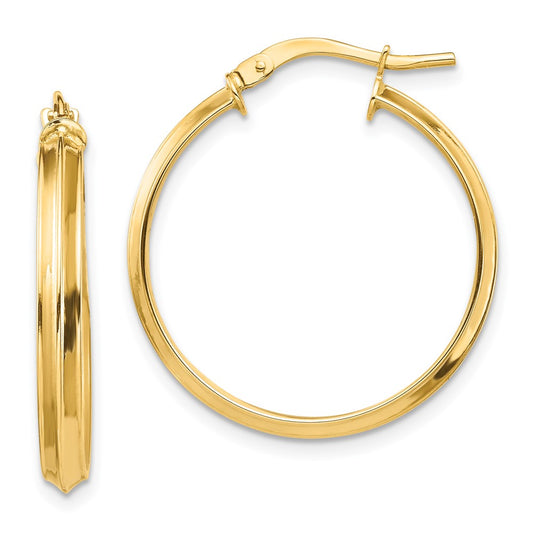14K Yellow Gold Polished Large 3mm Hoop Earrings
