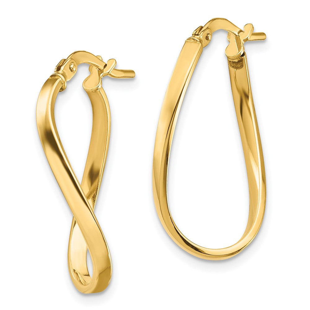 14K Yellow Gold Polished 2mm Wavy Hoop Earrings