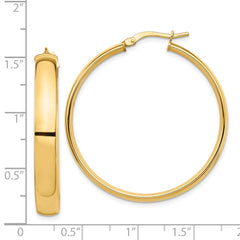 14K Yellow Gold High Polished 5mm Hoop Earrings