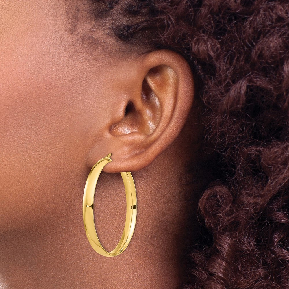 14K Yellow Gold High Polished 5mm Hoop Earrings