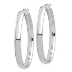 14K White Gold High Polished 5mm Oval Hoop Earrings