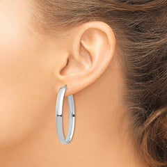 14K White Gold High Polished 5mm Oval Hoop Earrings