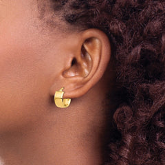 14K Yellow Gold High Polished 7mm Hoop Earrings