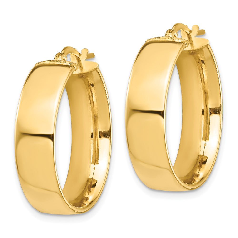 14K Yellow Gold High Polished 7mm Hoop Earrings