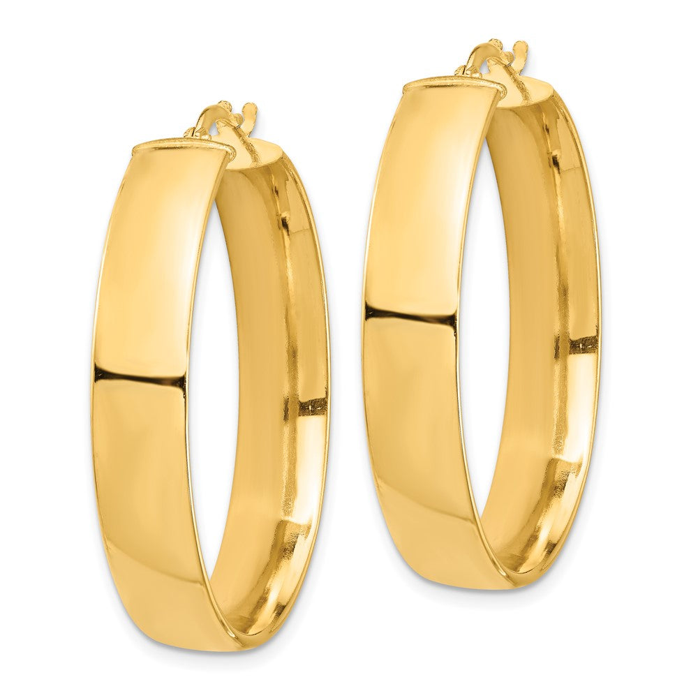 14K Yellow Gold High Polished 7mm Hoop Earrings