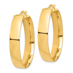 14K Yellow Gold High Polished 7mm Hoop Earrings