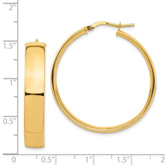 14K Yellow Gold High Polished 7mm Hoop Earrings