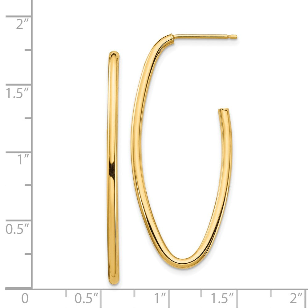 14K Yellow Gold Polished Pointed Oval Post Dangle Earrings