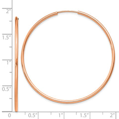 14K Rose Gold 1.5mm Polished Endless Hoop Earrings