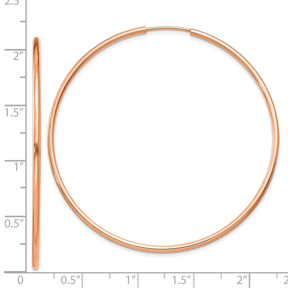 14K Rose Gold 1.5mm Polished Endless Hoop Earrings