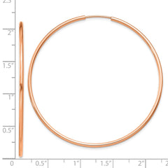 14K Rose Gold 1.5mm Polished Endless Hoop Earrings