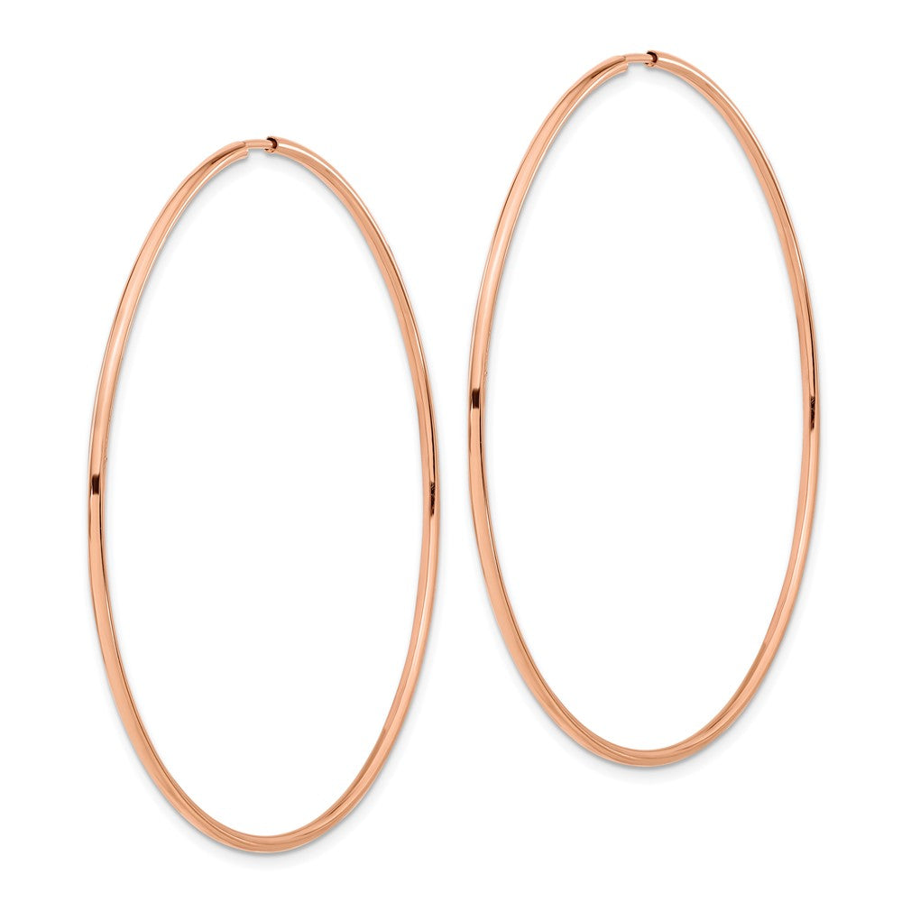 14K Rose Gold 1.5mm Polished Endless Hoop Earrings