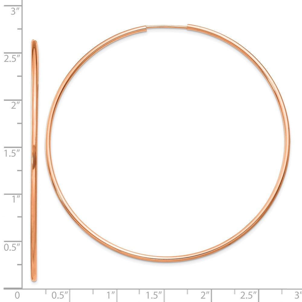 14K Rose Gold 1.5mm Polished Endless Hoop Earrings