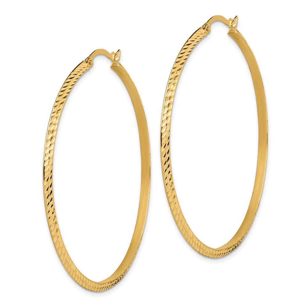 14K Yellow Gold Polished Diamond-cut Hoop Earrings