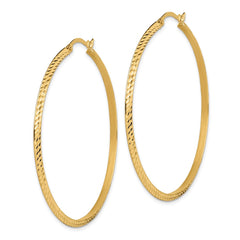 14K Yellow Gold Polished Diamond-cut Hoop Earrings