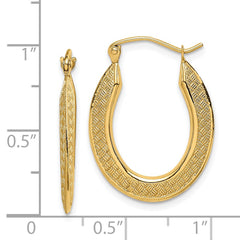 14K Yellow Gold Textured Stamped Hoop Earrings