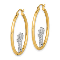 14K Two-Tone Gold Angel Hoop Earrings