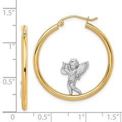 14K Two-Tone Gold Angel Hoop Earrings