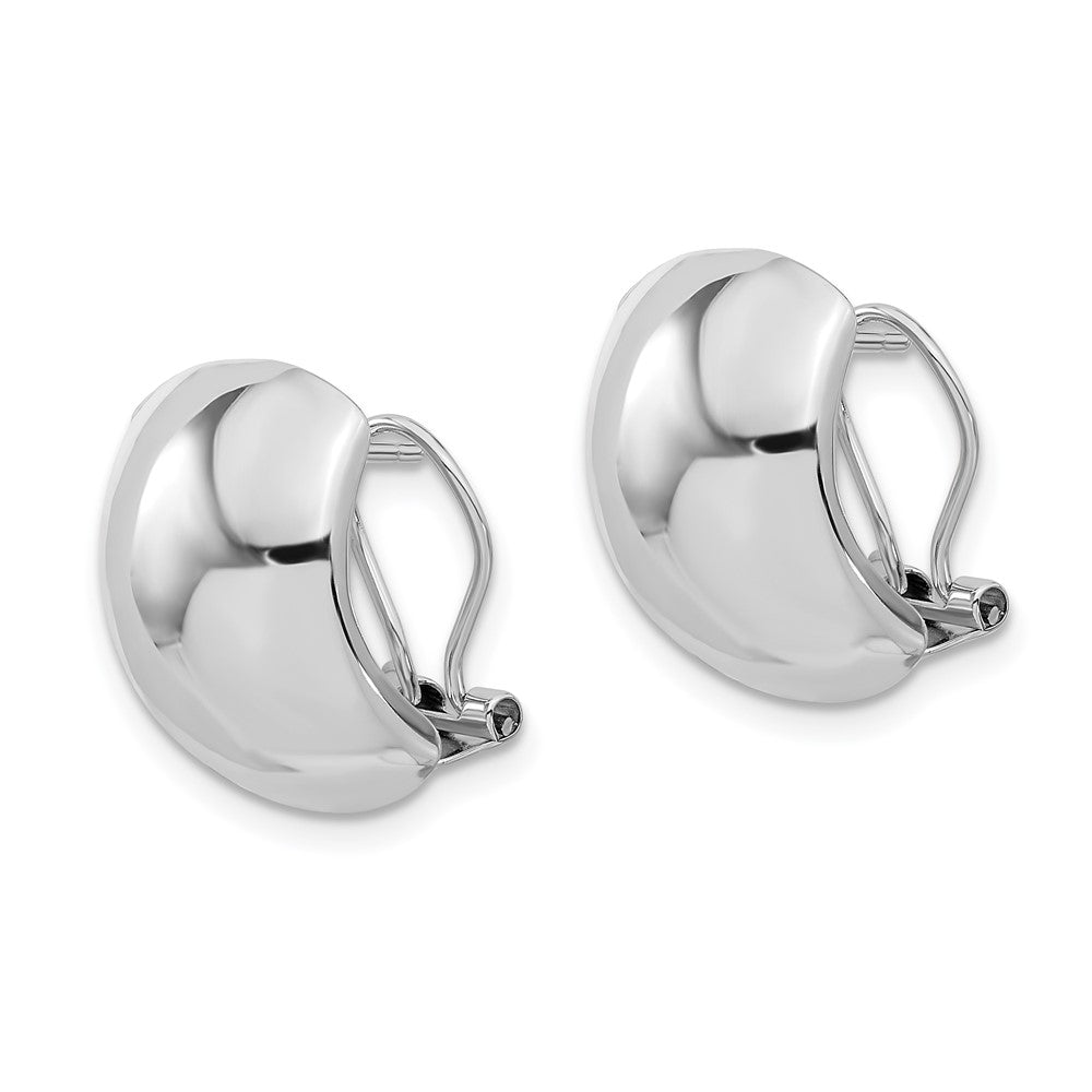 14K White Gold Polished Omega Back Earrings