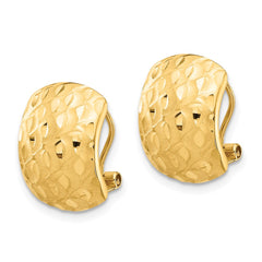 14K Yellow Gold Textured Omega Back Earrings