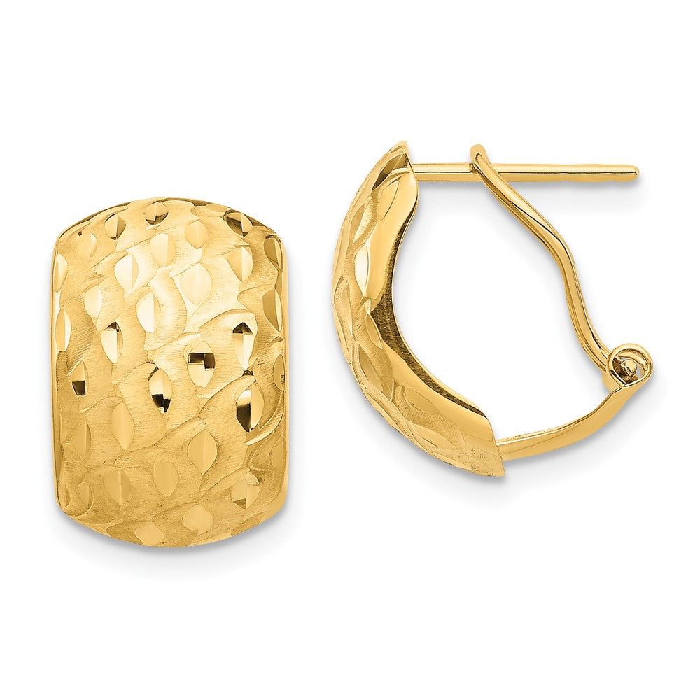14K Yellow Gold Textured Omega Back Earrings