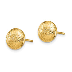 14K Yellow Gold Scratch Finish Hollow Post Earrings
