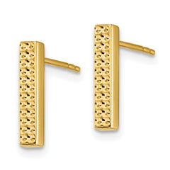 14K Yellow Gold Textured Bar Post Earrings