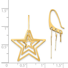 14K Yellow Gold Triple Star Dangle Earrings