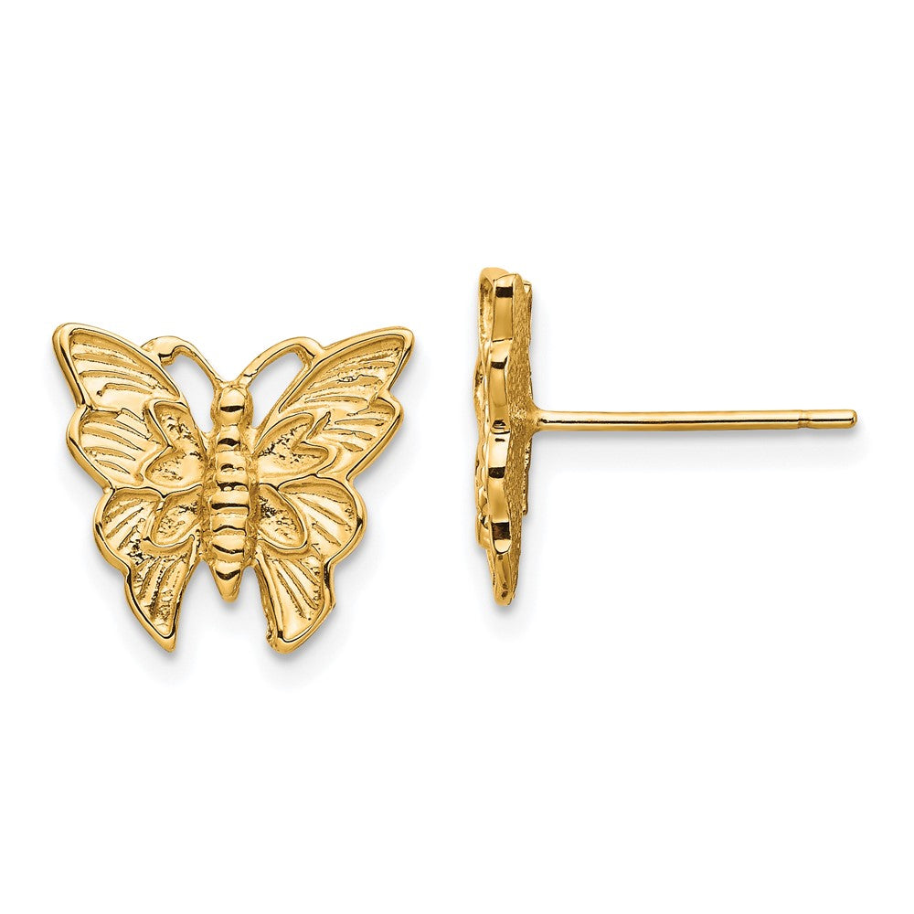 14K Yellow Gold Polished Butterfly Post Earrings