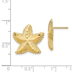 14K Yellow Gold Diamond-cut Starfish Post Earrings