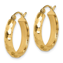 14K Yellow Gold Diamond-cut Hoop Earrings