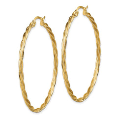 14K Yellow Gold Polished 2.5mm Twisted Hoop Earrings