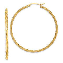 14K Yellow Gold Polished 2.5mm Twisted Hoop Earrings