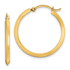 14K Yellow Gold Polished Hoop Earrings