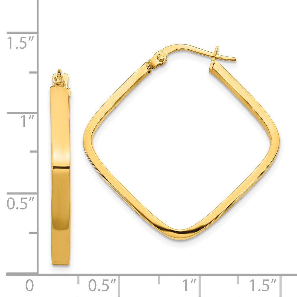 14K Yellow Gold 2x2mm Square Hoop Earrings