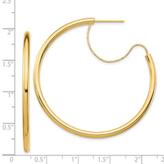 14K Yellow Gold 2.5x40mm Polished with Diamond-cut wire Hoop Earrings