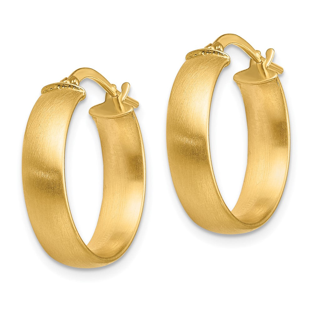 14K Yellow Gold Small 5mm Satin Hoop Earrings